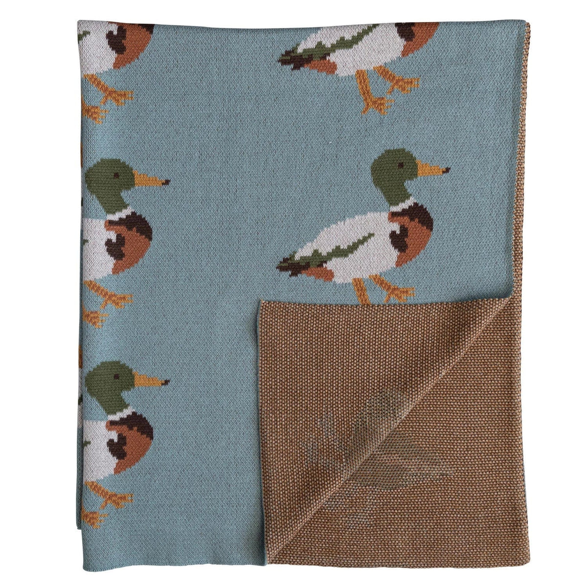Creative Co-Op Creative Co-op Cotton Knit Baby Blanket with Ducks - Little Miss Muffin Children & Home