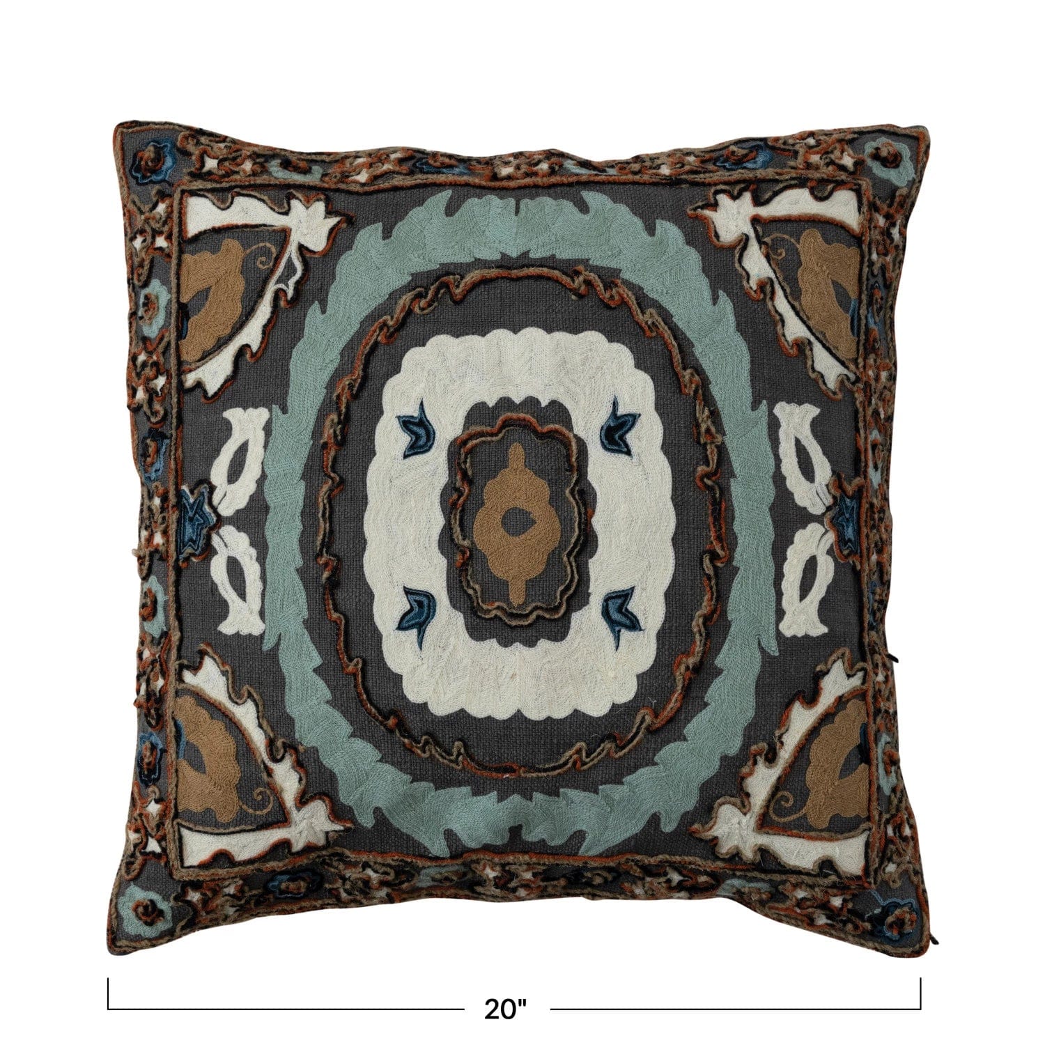 Creative Co-Op Creative Co-op Cotton Slub Embroidered Pillow with Chambray Back - Little Miss Muffin Children & Home