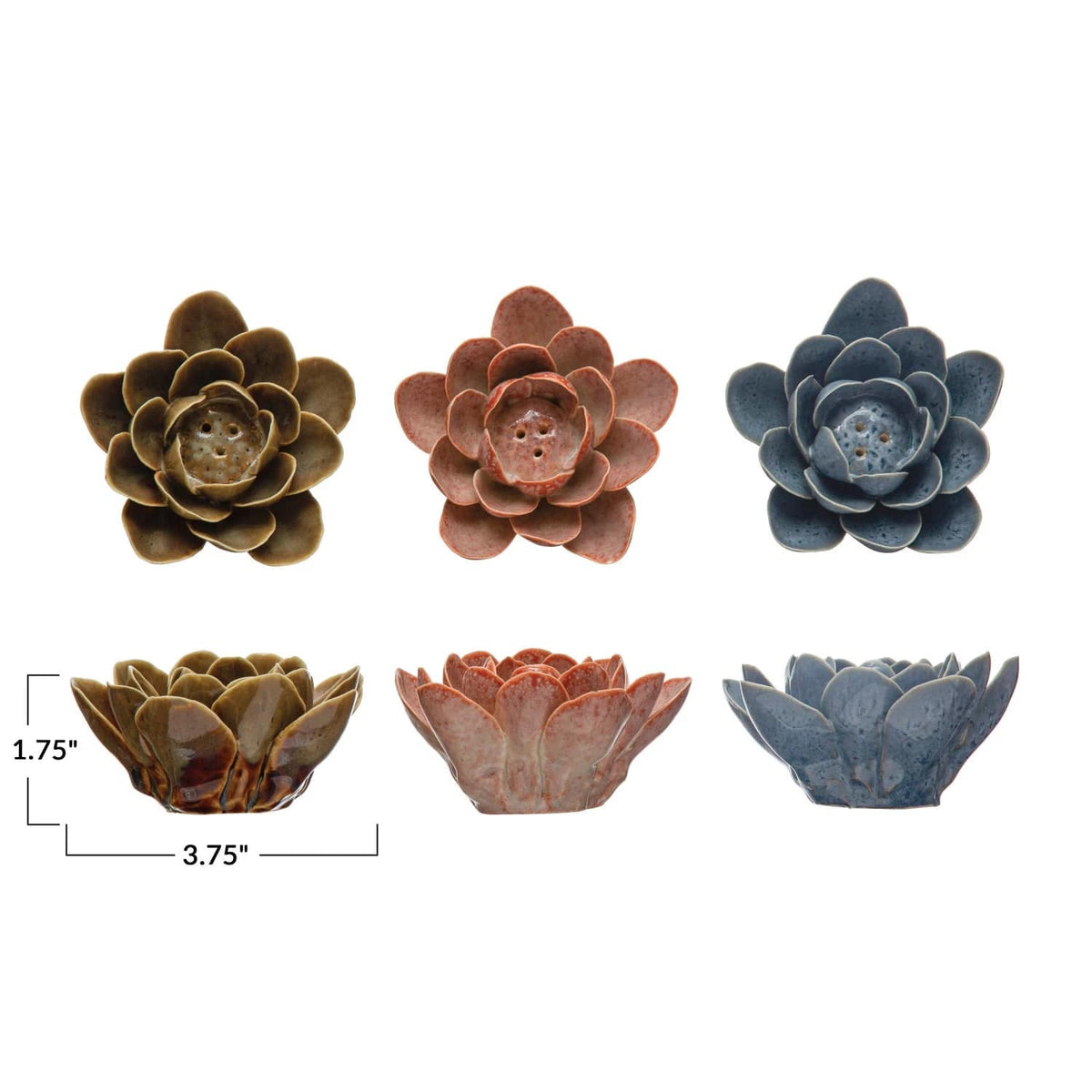 Creative Co-Op Creative Co-op Handmade Stoneware Flower Incense Holder - Little Miss Muffin Children & Home