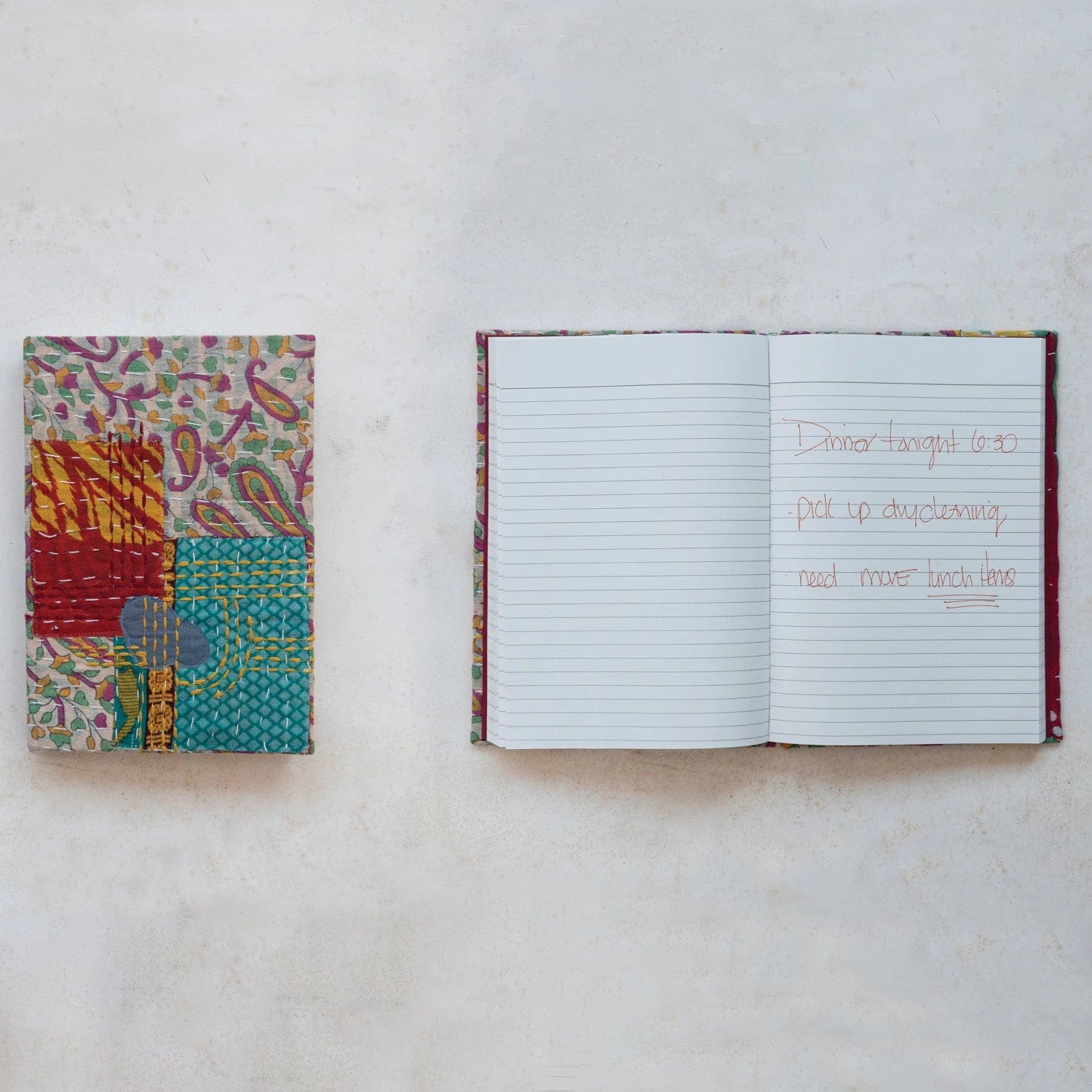 Creative Co-Op Creative Co-op Handmade Cotton Kantha Bound Paper Journal with 160 Ruled Pages - Little Miss Muffin Children & Home