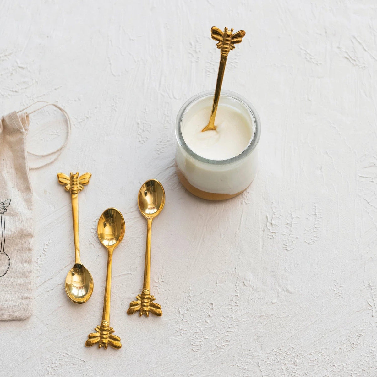 Creative Co-Op Creative Co-op Brass Spoons With Bees Set of 4 - Little Miss Muffin Children & Home