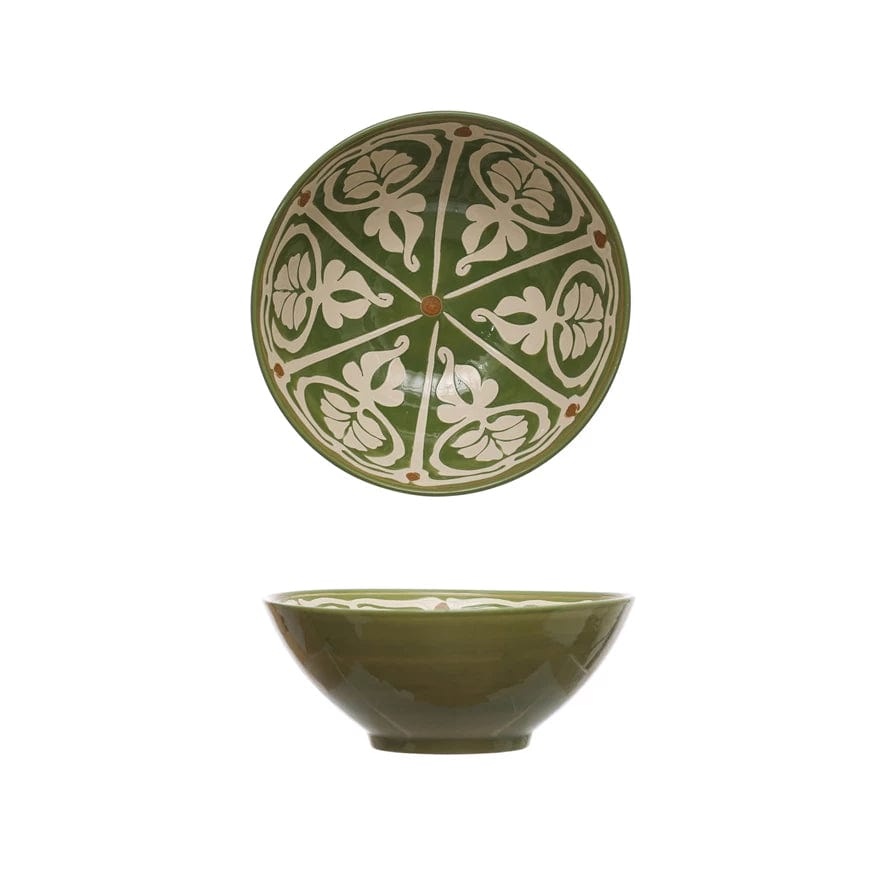 Creative Co-Op Creative Co-op Hand-Painted Stoneware Serving Bowl - Little Miss Muffin Children & Home