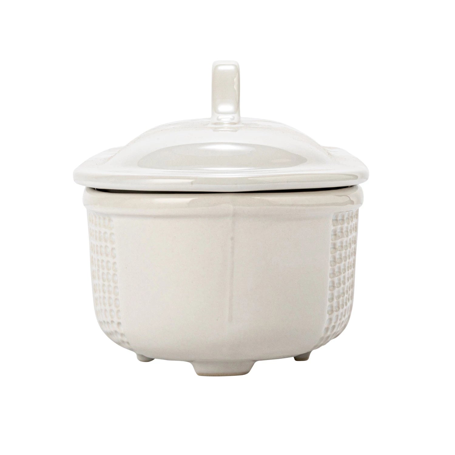 Creative Co-op Creative Co-op 2 Quart Debossed Stoneware Baking Dish with Lid, Matte White Finish - Little Miss Muffin Children & Home