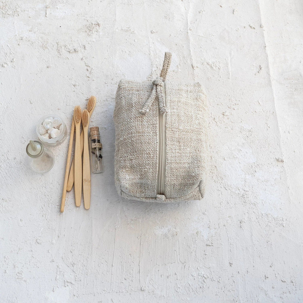 Creative Co-Op Creative Co-op Woven Hemp Fiber Zip Pouch with Cotton Lining - Little Miss Muffin Children & Home