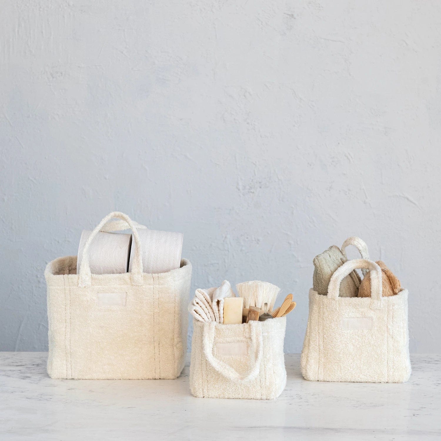 Creative Co-Op Creative Co-op Cotton Terry Tote Bags with Handles - Little Miss Muffin Children & Home