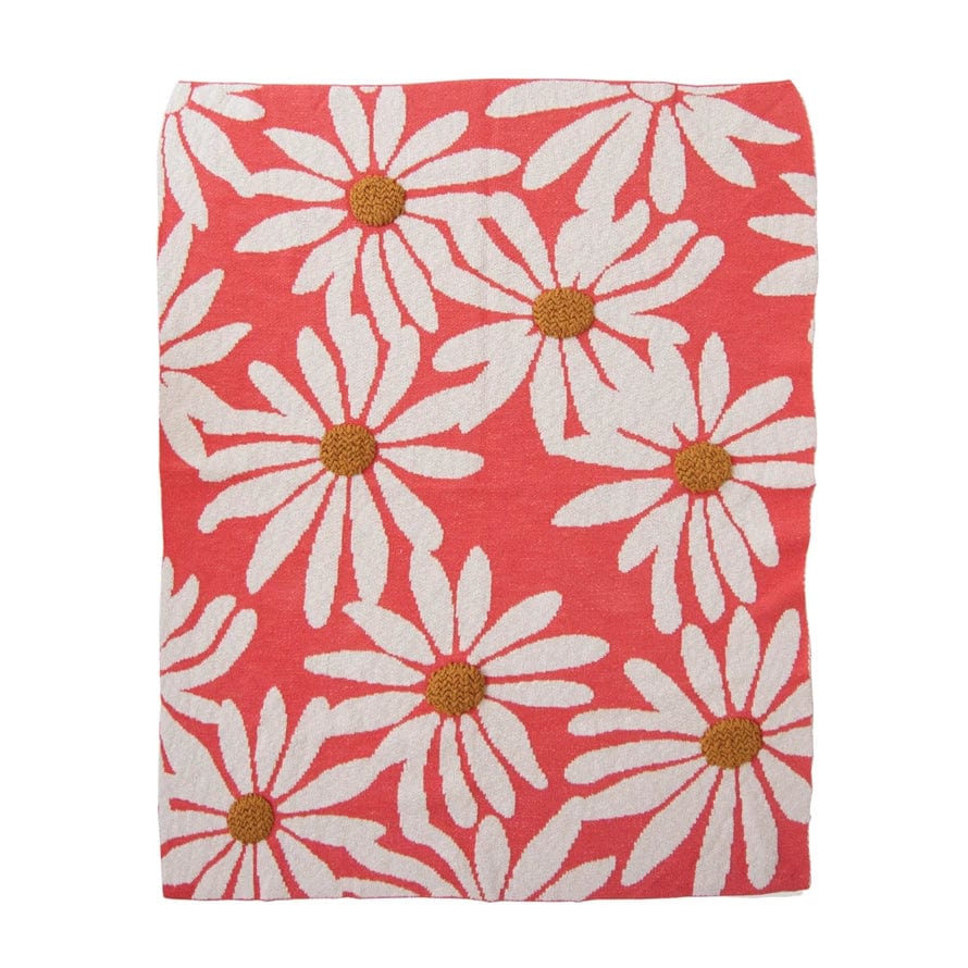 Creative Co-Op Creative Co-op Cotton Knit Baby Blanket with Flowers & Tufting - Little Miss Muffin Children & Home