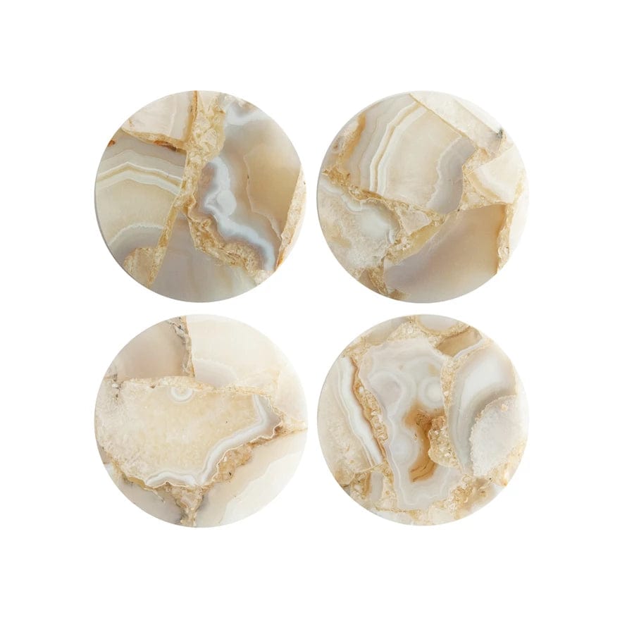 Creative Co-op Creative Co-op 4" Round Agate Coasters S/4, Multi Color (Each One Will Vary) - Little Miss Muffin Children & Home