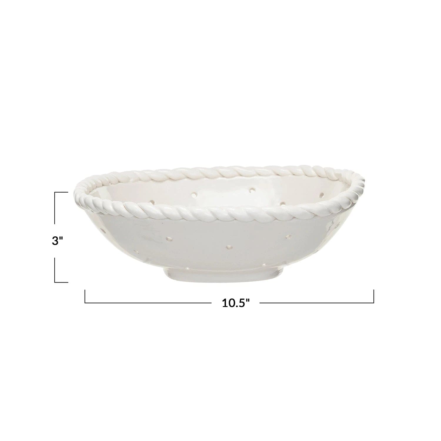 Creative Co-op Creative Co-op Stoneware Colander with Hand Twisted Edge, White - Little Miss Muffin Children & Home
