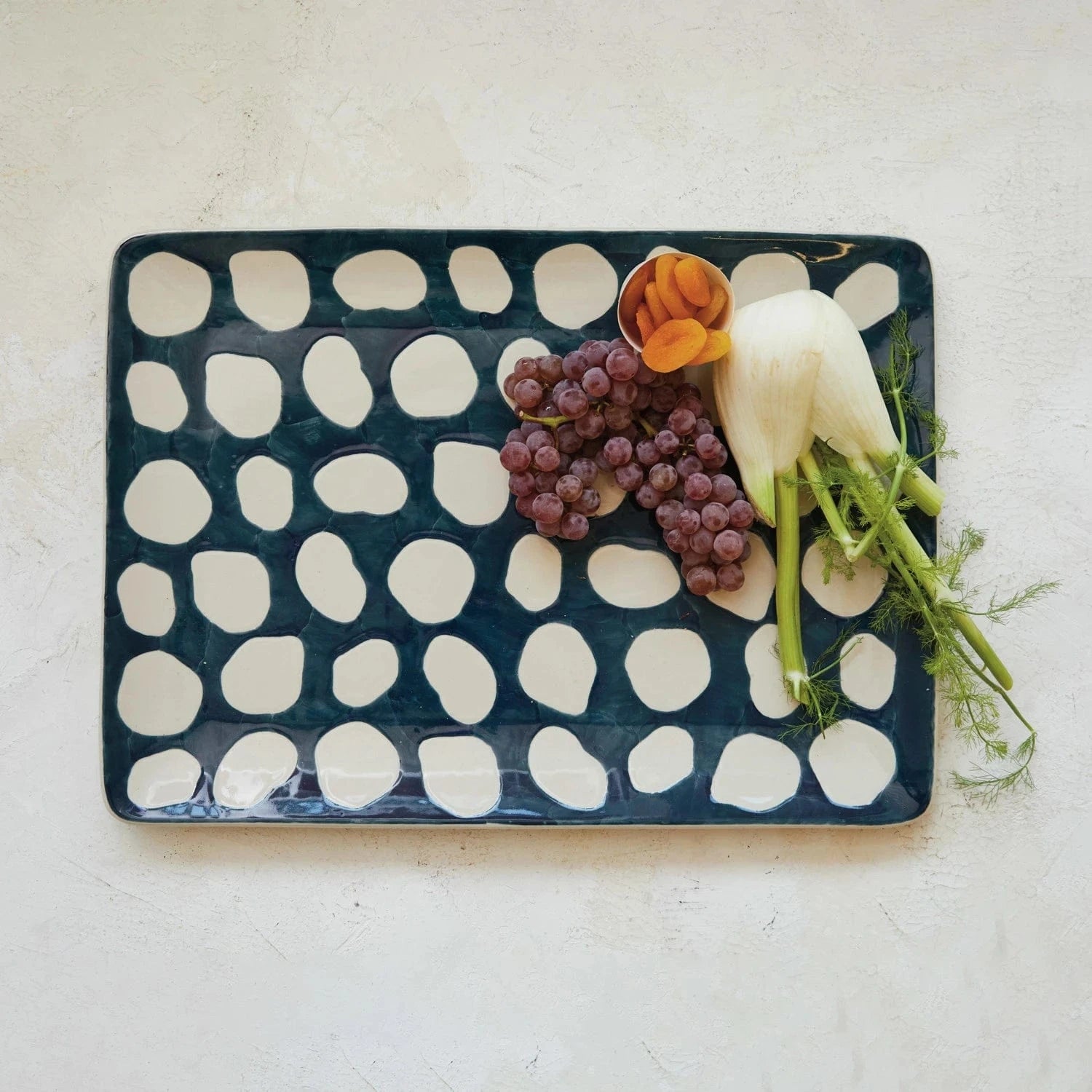 Creative Co-op Hand-Painted Wax Relief Stoneware Platter - Little Miss Muffin Children & Home
