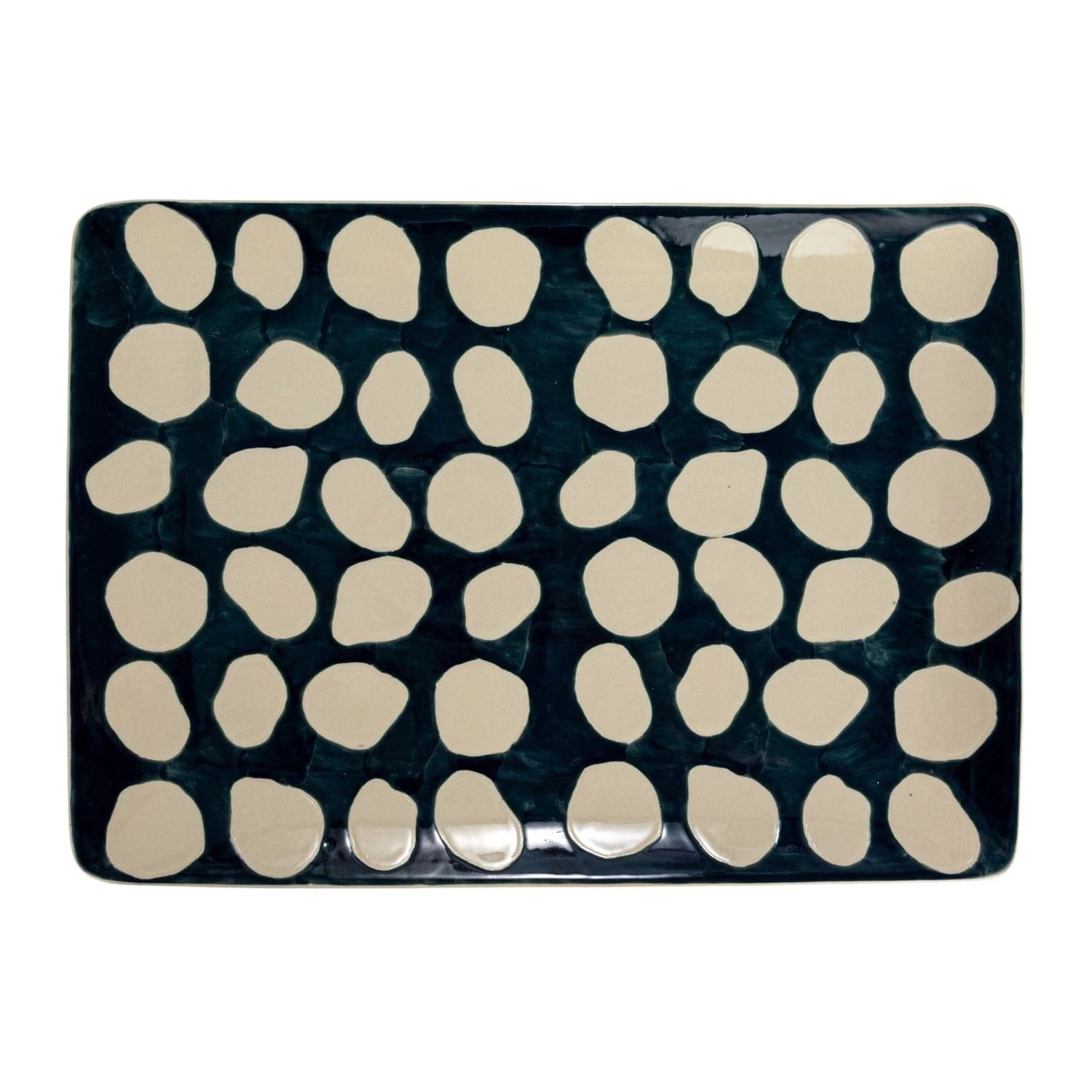 Creative Co-op Hand-Painted Wax Relief Stoneware Platter - Little Miss Muffin Children & Home