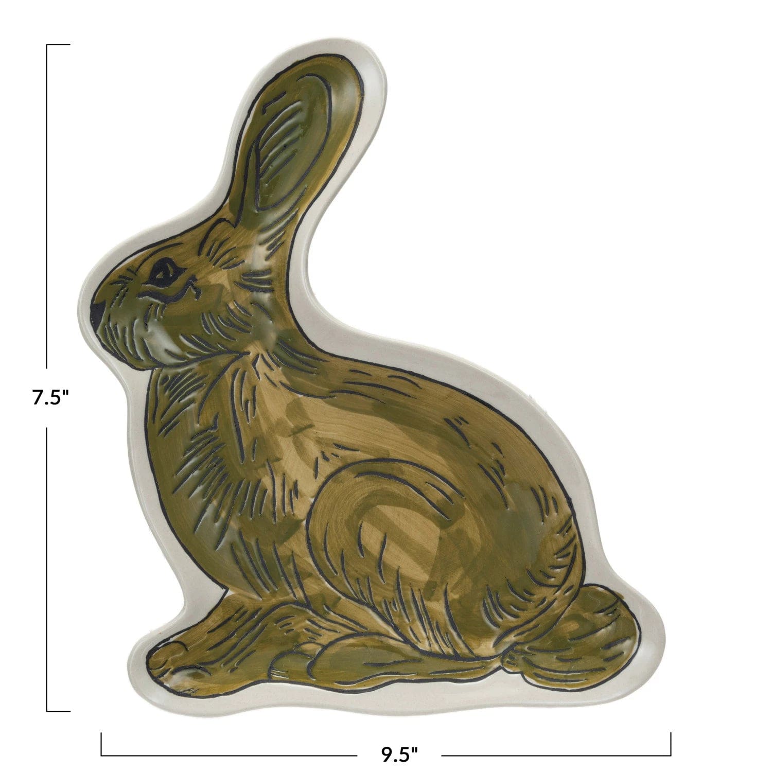 Creative Co-Op Creative Co-op Hand-Painted Stoneware Rabbit Shaped Plate - Little Miss Muffin Children & Home