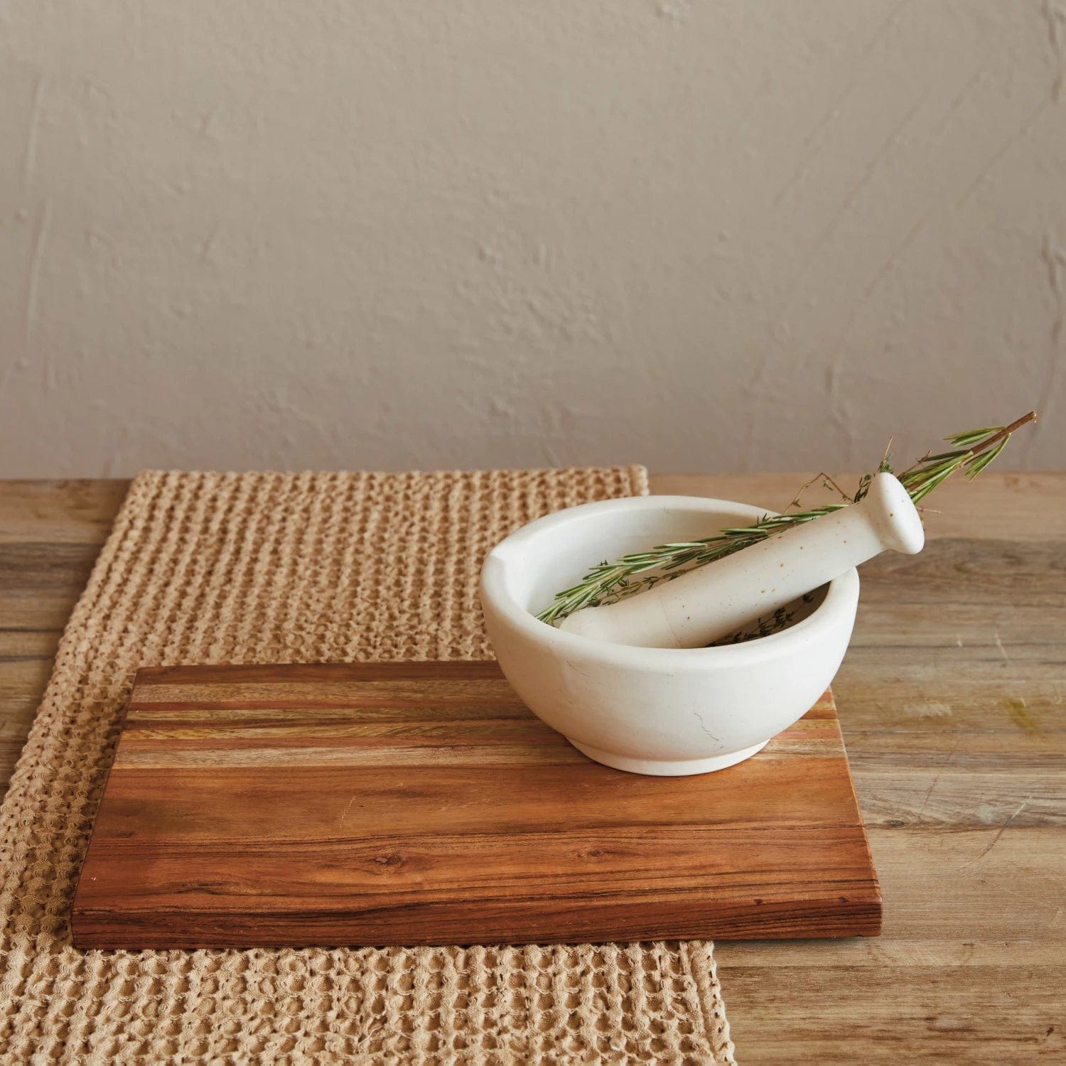 Creative Co-op Creative Co-op 8" Round x 3" H Stoneware Mortar & Pestle in White - Little Miss Muffin Children & Home