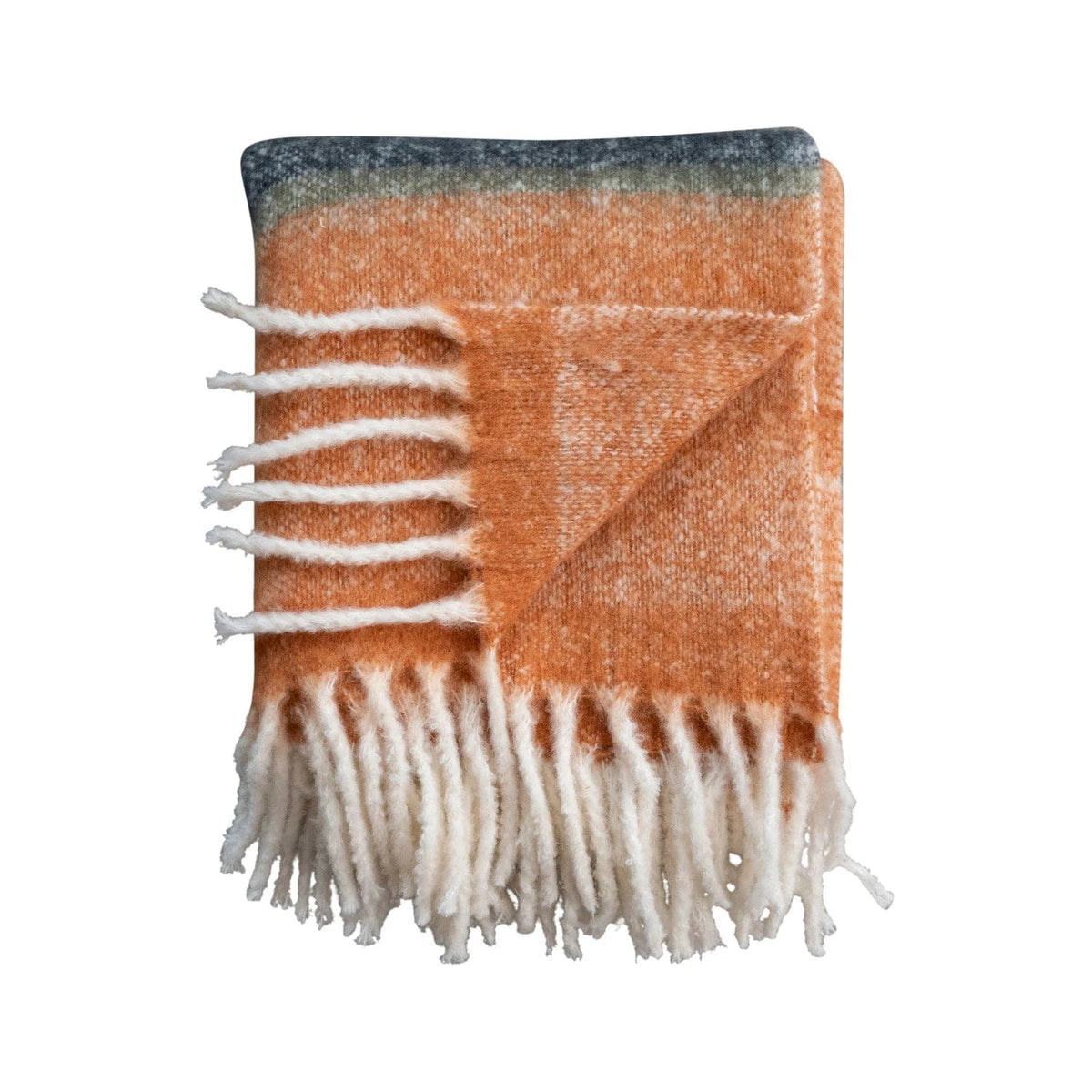 Creative Co-op Creative Co-op 60"Lx50"W Brushed Acrylic & New Zealand Wool Throw with Stripes & Fringe, Multicolor - Little Miss Muffin Children & Home
