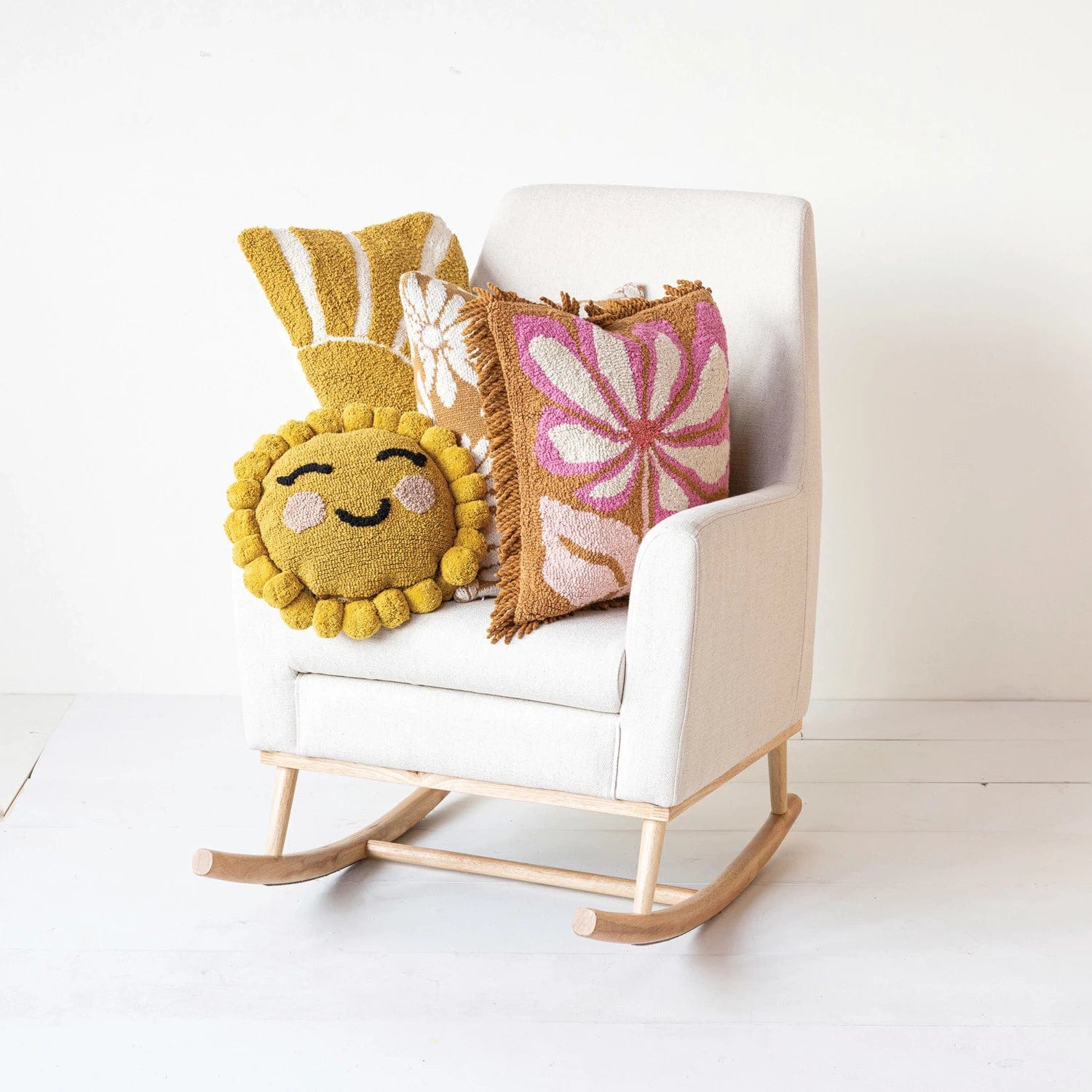 Creative Co-Op Creative Co-op Cotton Tufted Lumbar Pillow with Sun Pattern - Little Miss Muffin Children & Home