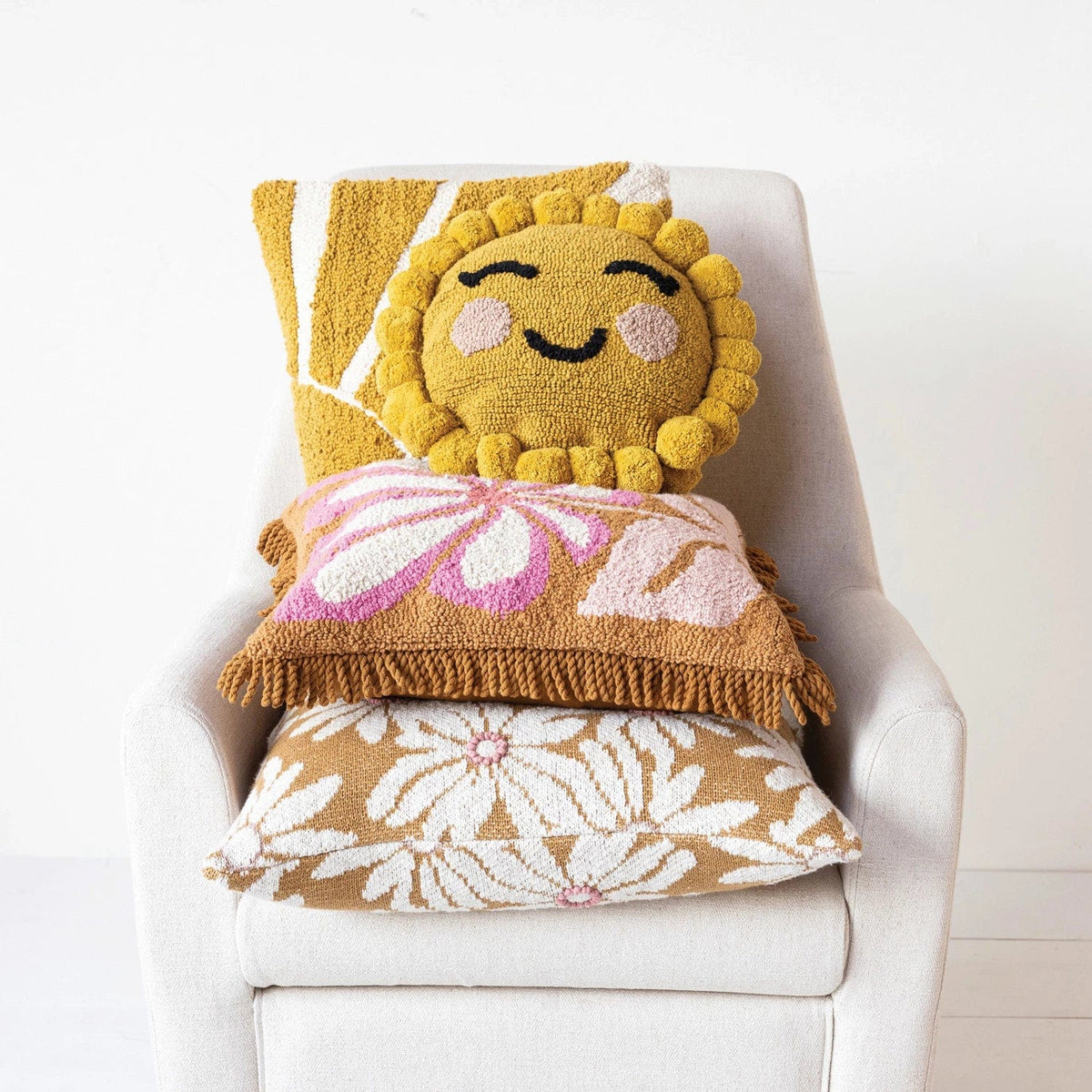 Creative Co-op Creative Co-op 12" Round Cotton Tufted Sun Shaped Pillow - Little Miss Muffin Children & Home