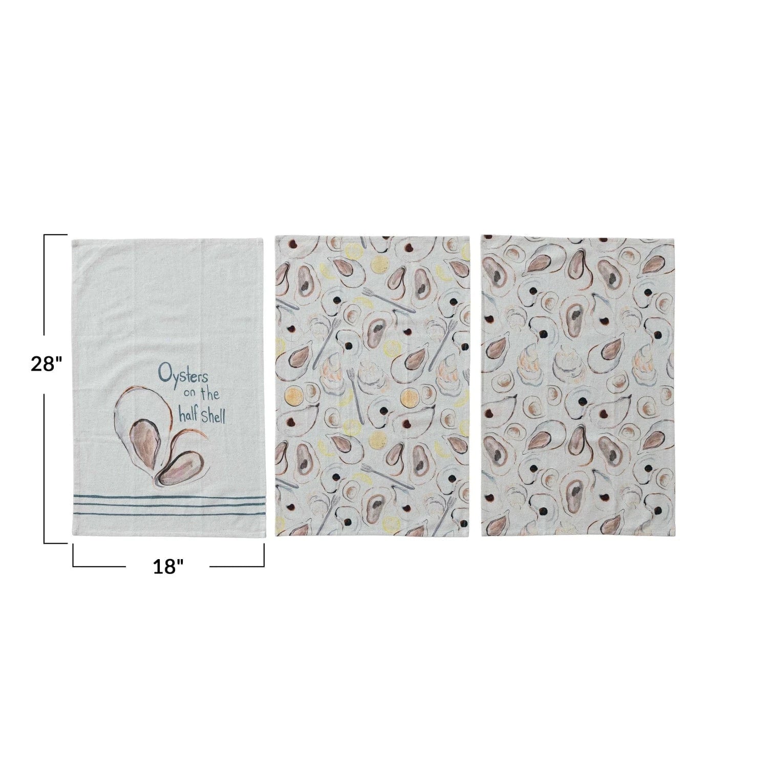 Creative Co-op Cotton & Linen Printed Tea Towel with Oysters Pattern/Saying, 3 Styles - Little Miss Muffin Children & Home
