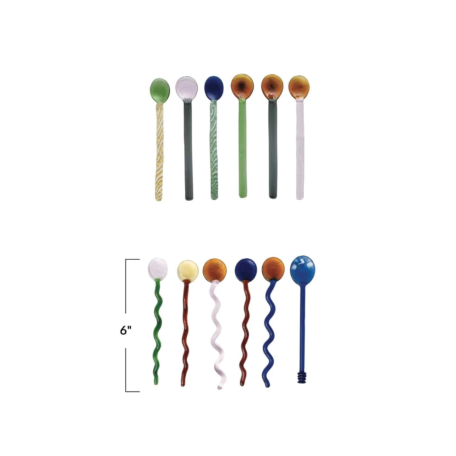 Creative Co-op Set of 6 Handmade Glass Spoons in Kraft Box, 2 Styles Available - Little Miss Muffin Children & Home