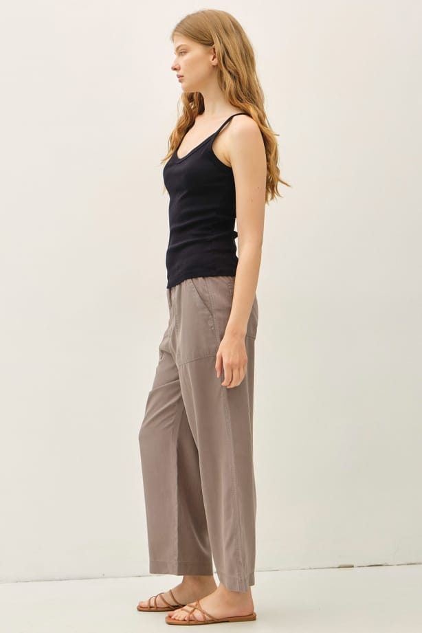 Tencel Wide Leg Pant with Patch Pockets