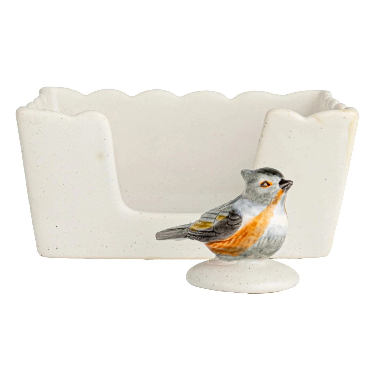 Creative Co-op Stoneware Napkin Holder with Bird Shaped Weight, 2PC Set - Little Miss Muffin Children & Home