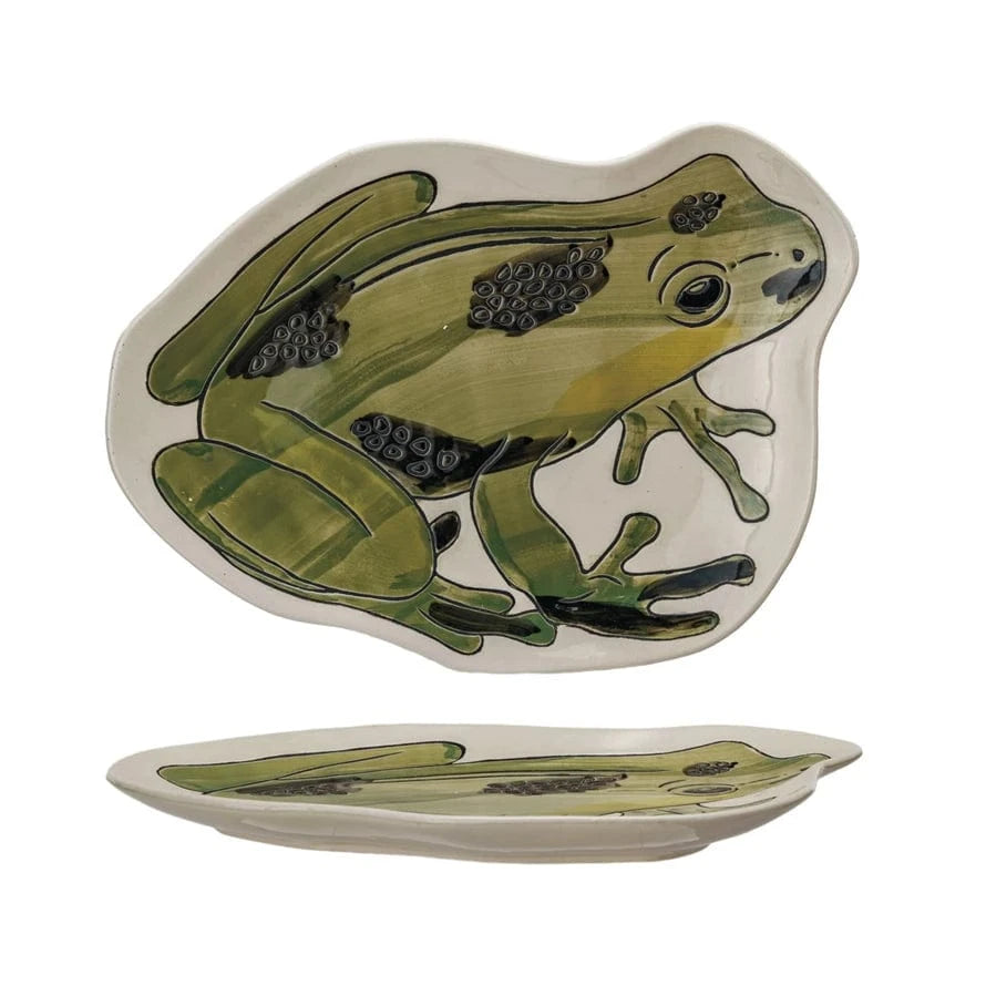 Creative Co-op Hand-Painted Stoneware Frog Shaped Platter - Little Miss Muffin Children & Home