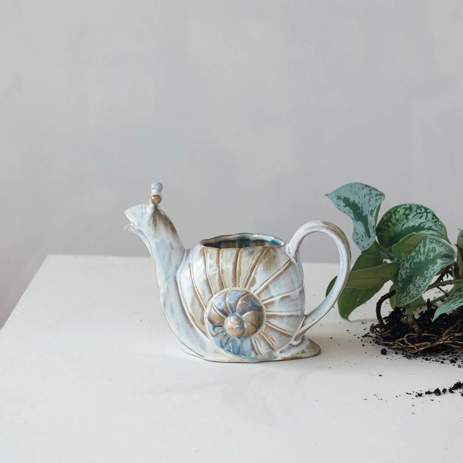 Creative Co-op 24 oz. Stoneware Snail Watering Can (Each One Will Vary) - Little Miss Muffin Children & Home