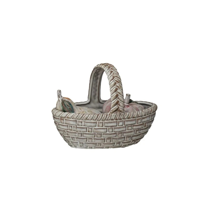 Creative Co-op Stoneware Fruit Salt & Pepper Shakers with Basket, 3PC Set (Each One Will Vary) - Little Miss Muffin Children & Home