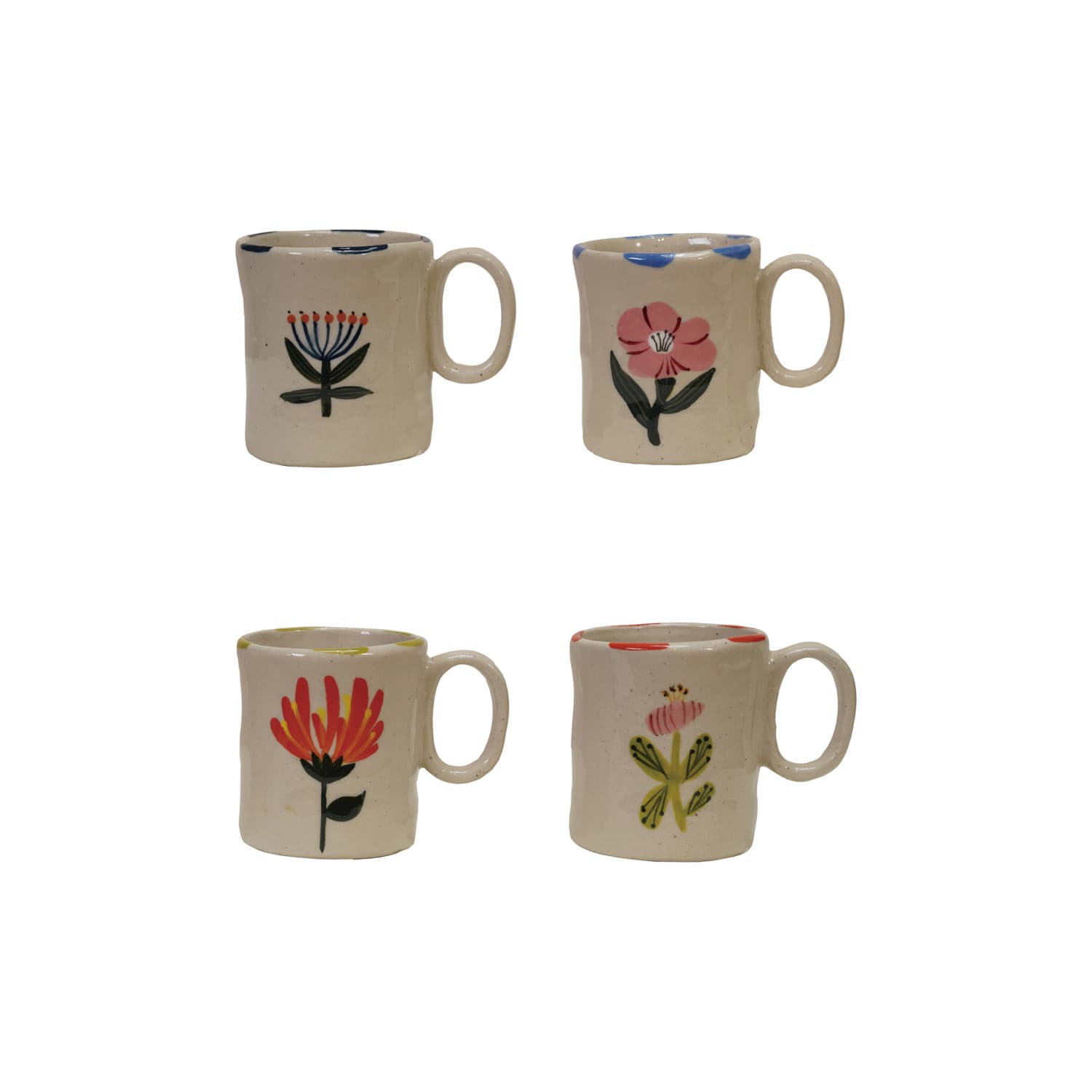 Hand-Painted Stoneware 5oz Mug, 4 Styles Available