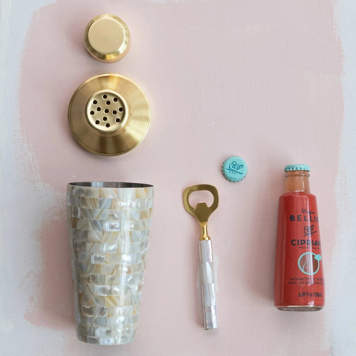 Creative Co-op Stainless Steel & Mango Wood Bottle Opener with Mother of Pearl Inlaid Handle - Little Miss Muffin Children & Home