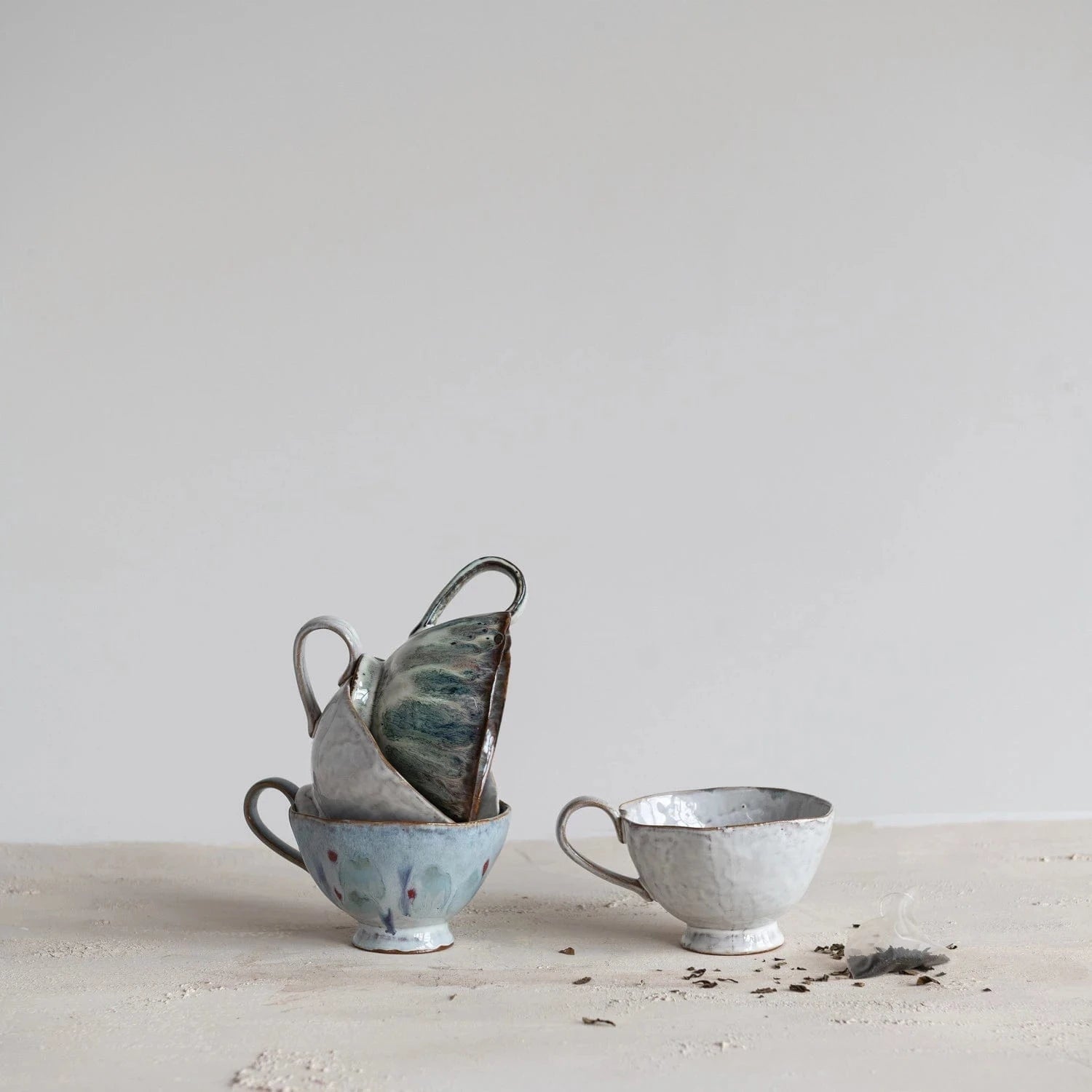 Creative Co-op 14 oz. Stoneware Footed Mug, 4 Colors (Each One Will Vary) - Little Miss Muffin Children & Home