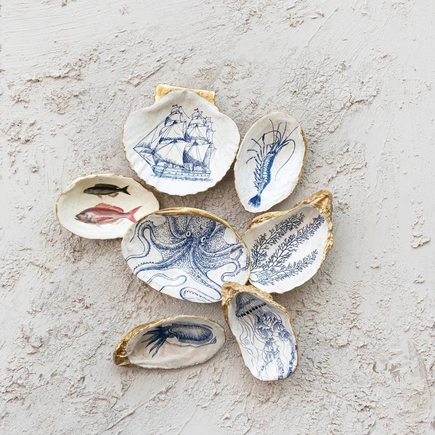 Creative Co-op Decorative Resin Shell Shaped Dish with Sea Image, 6 Styles - Little Miss Muffin Children & Home