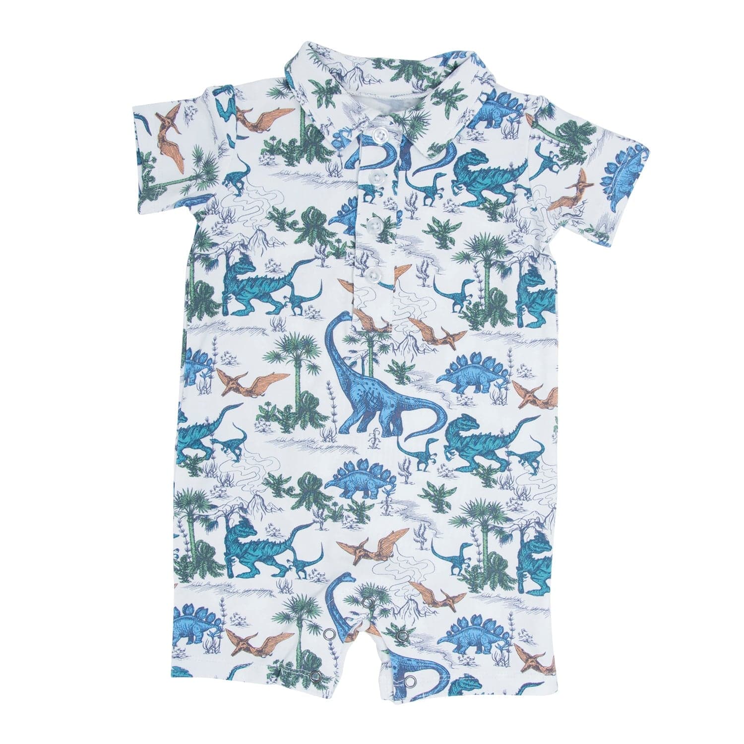 Sweet Bamboo Sweet Bamboo Polo Romper Dinoland - Little Miss Muffin Children & Home