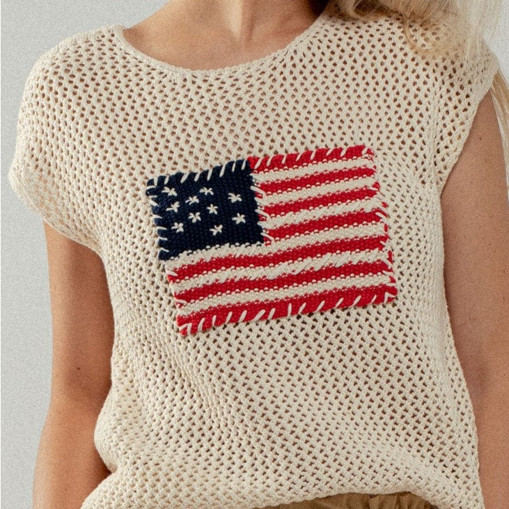 Urban Daizy Crochet Flag Cap Sleeve Crewneck Sweater - Little Miss Muffin Children & Home