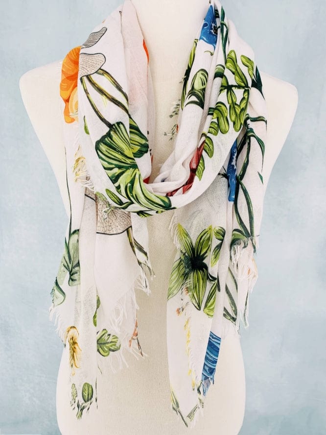 JC Sunny Fashion JC Sunny White-Multi Dragonfly & Floral Scarf/Shawl - Little Miss Muffin Children & Home