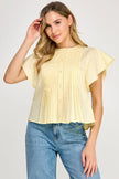 Ellison Ellison Flutter Sleeve Pintuck Pleated Front Top - Little Miss Muffin Children & Home