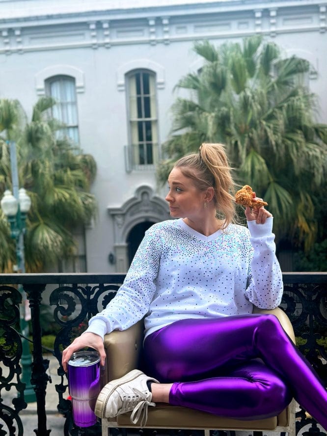 Mardi Gras Creations Mardi Gras Creations Sequin Explosion V-Neck Pullover - White - Little Miss Muffin Children & Home