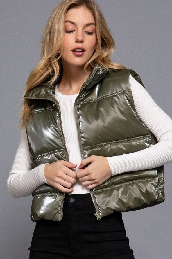 Active Basic Active Basic High Neck Zip-up Vest in Olive - Little Miss Muffin Children & Home