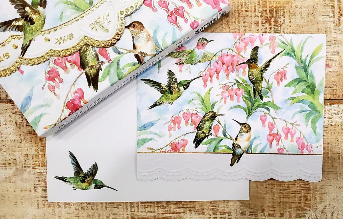 For Arts Sake/Gotham City Online LLC For Arts Sake Hummingbird Embossed, Die-Cut Boxed Portfolio Note Card Set - Little Miss Muffin Children & Home