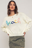 Urban Daizy Urban Daizy Beach Embroidered Crochet Knit Sweater in Ivory - Little Miss Muffin Children & Home