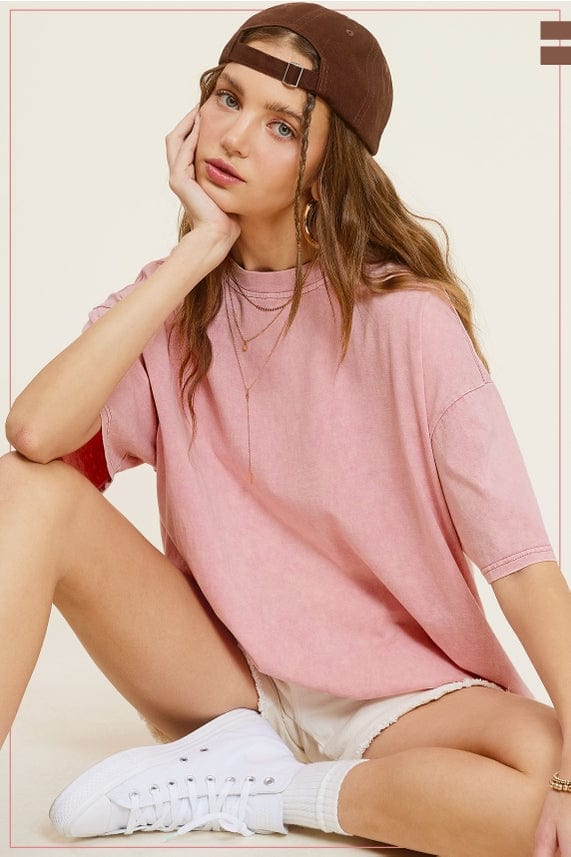 La Miel La Miel Mineral Washed Short Sleeve Oversized Top - Little Miss Muffin Children & Home