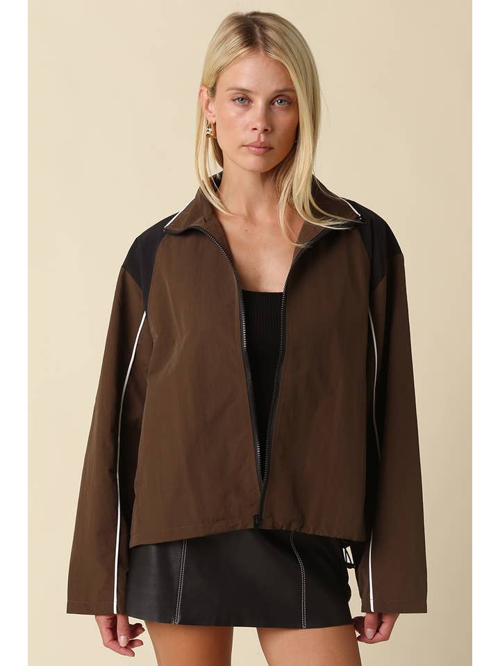 Eloise Contrast Panel Zip-Up Jacket, 2 Colors Available