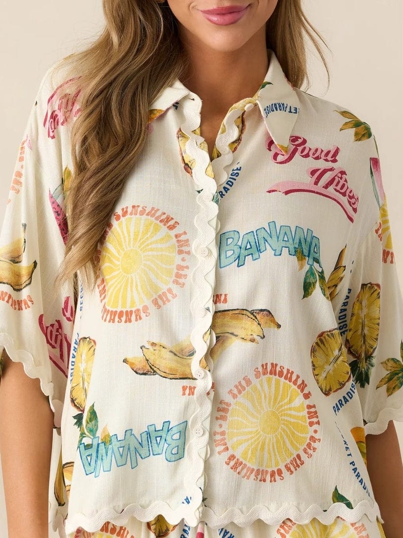 Rosa Clothing Tropical Fruit Print Boxy Shirt & Shorts Resort Set - Little Miss Muffin Children & Home