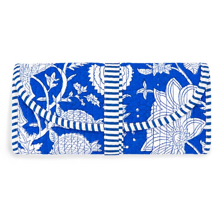 Amelia Rose Jewelry Cotton Quilted Jewelry Roll in Cornflower - Little Miss Muffin Children & Home