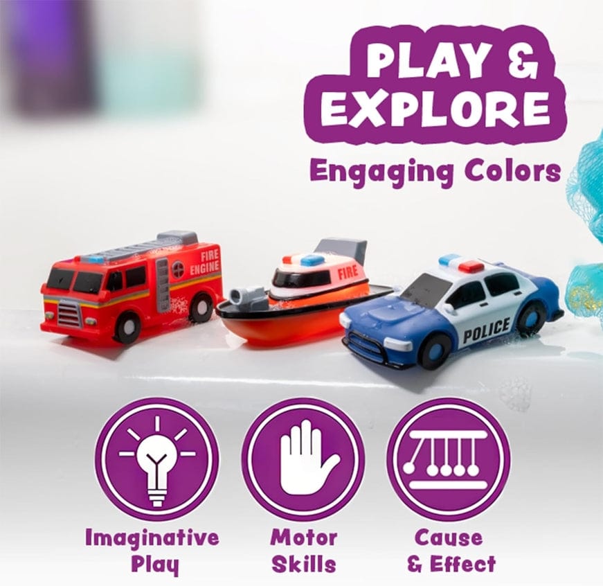 Tub Works Emergency™ Cars Light Up Bath Toys, 6 Pack - Little Miss Muffin Children & Home