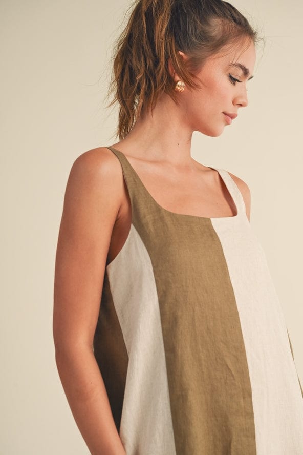 Miou Muse Color Block Linen Mini Dress - Little Miss Muffin Children & Home