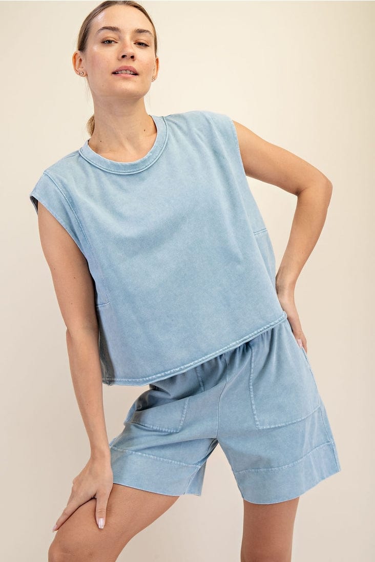 Rae Mode Mineral Washed Cropped Sleeveless Top - Little Miss Muffin Children & Home