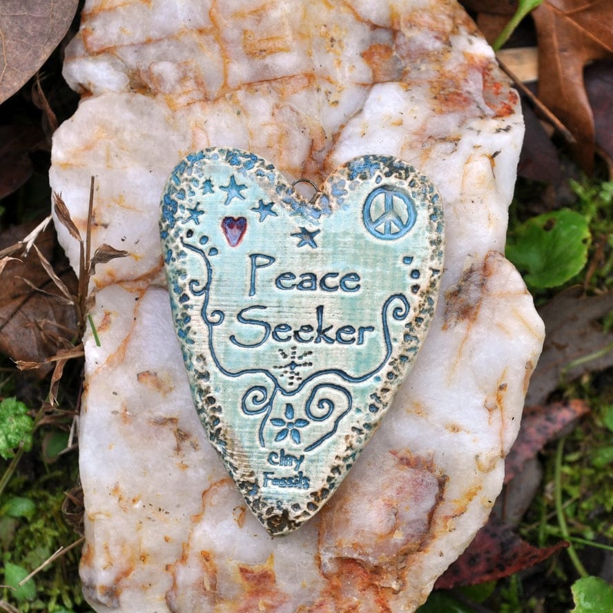 Clay Fossils Clay Fossils Peace Seeker Handmade Pottery Heart Memento - Little Miss Muffin Children & Home