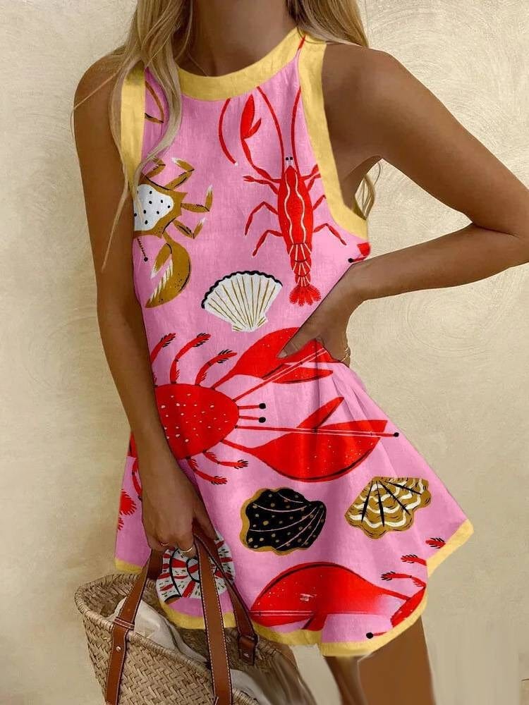 Rosa Clothing Lobster Print Sleeveless Mini Dress - Little Miss Muffin Children & Home