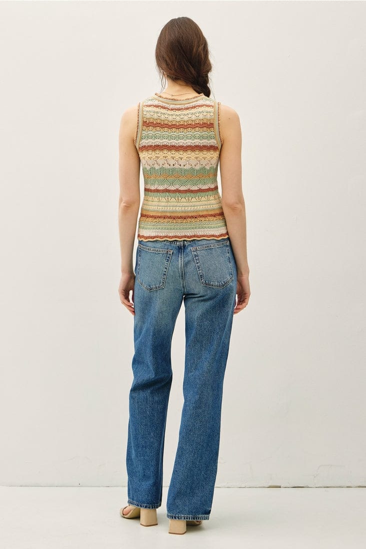 Be Cool Crochet Knit Multi Color Striped Tank in Hazelnut - Little Miss Muffin Children & Home