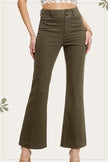 La Miel La Miel Soft Washed Stretchy High Waisted Wide Flare Two Button Pants in Fade Olive - Little Miss Muffin Children & Home