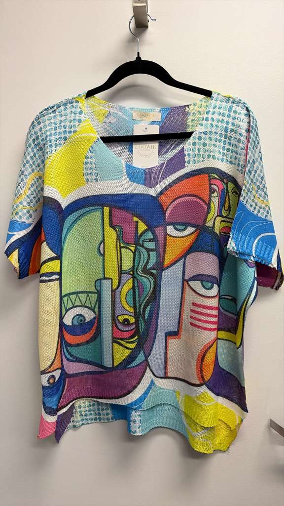 See Me in Color | Cubist Art Knit Sweater | Multicolor Abstract Face Print